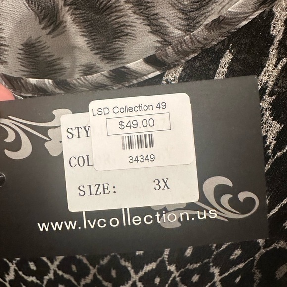 LV Collectin Lace Open Back Blouse Black White Sleeveless Size 3X New - Picture 3 of 4